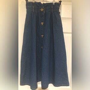 Denim Button-Front high waist youth Skirt